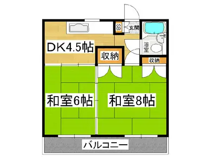 グリーンハイツ浅間(2DK/3階)の間取り写真