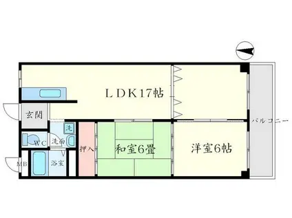 コーポ赤阪(2LDK/1階)の間取り写真