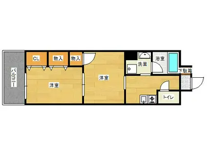 メゾン・ド・サウスワン(2K/4階)の間取り写真