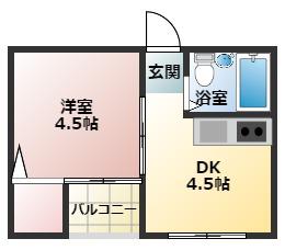 ラッシュプレミア松原(1DK/1階)の間取り写真
