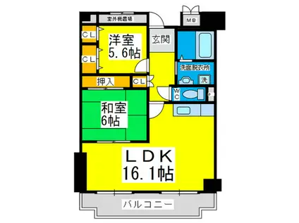 ポルト堺II(2LDK/8階)の間取り写真