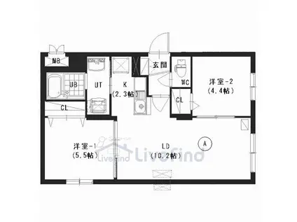 スプートニク(2LDK/3階)の間取り写真