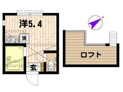 ラフィーネ三ツ沢(ワンルーム/2階)の間取り写真