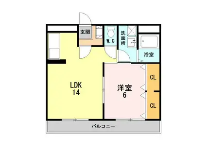 ドリームガーデン大坂(1LDK/3階)の間取り写真