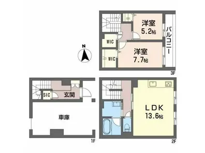 カーサ・フェリースHK宇品神田(2LDK/1階)の間取り写真