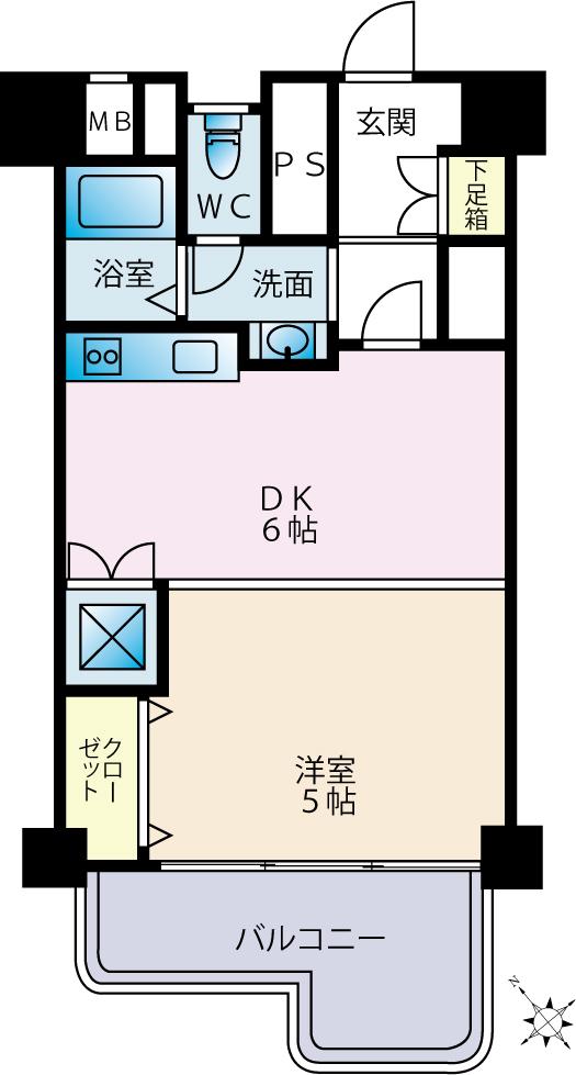 シャンボール都立大学(1DK/5階)の間取り写真