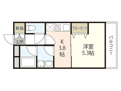 M TERRACE八幡東 壱番館(1K/1階)の間取り写真