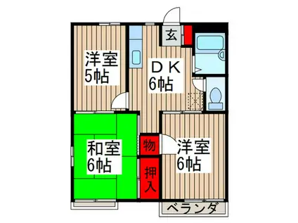 ジュネスヤナイA棟(3DK/2階)の間取り写真