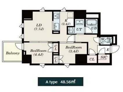 S-RESIDENCE日本橋馬喰町AERE(1LDK/13階)の間取り写真