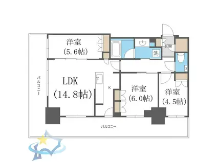 ライオンズタワー札幌(3LDK/17階)の間取り写真