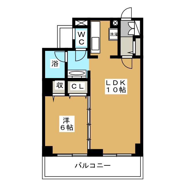ブライトン北松戸(1LDK/6階)の間取り写真