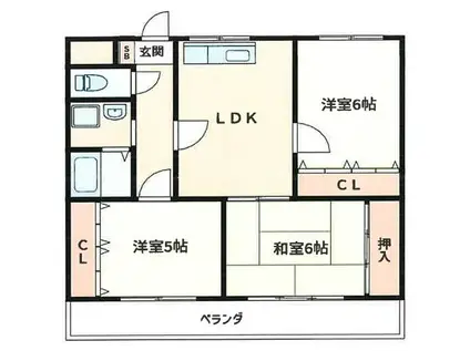 レジェンド川添(3LDK/1階)の間取り写真