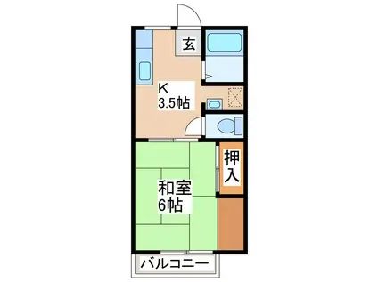 パナハイツイズミ(1K/2階)の間取り写真