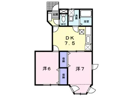 クレストール サイトウA(2DK/1階)の間取り写真