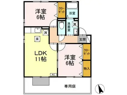 久良木ハイツII(2LDK/1階)の間取り写真