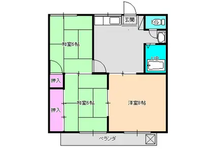 ダイヤモンドハイツ(3DK/2階)の間取り写真