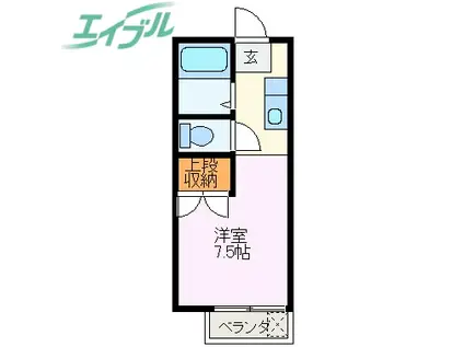 グリーンハイツ(ワンルーム/2階)の間取り写真