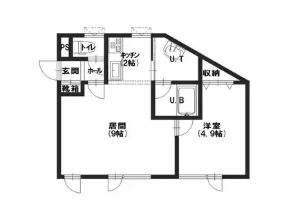 リヴェール富岡(1LDK/3階)の間取り写真