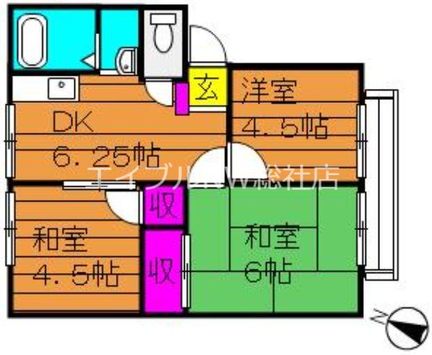 ガーデン三宅ハイツA棟(3DK/2階)の間取り写真