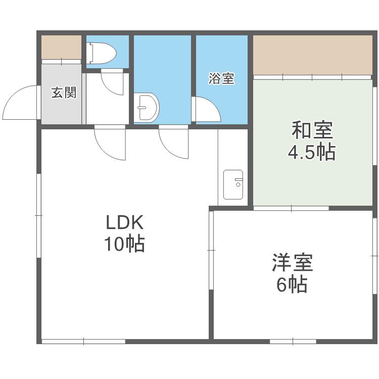 コーポ中安(2LDK/1階)の間取り写真