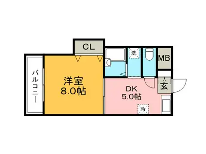 シャロム新町(1DK/3階)の間取り写真