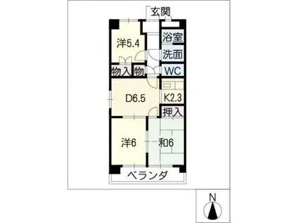 ハウス城東(3DK/3階)の間取り写真