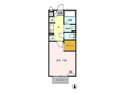 ウィルコート堤(1K/2階)の間取り写真