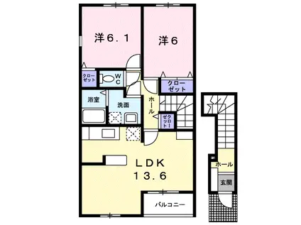 エアリーメゾンII(2LDK/2階)の間取り写真