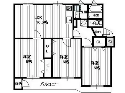 獅子ヶ谷ハイツ(3LDK/4階)の間取り写真