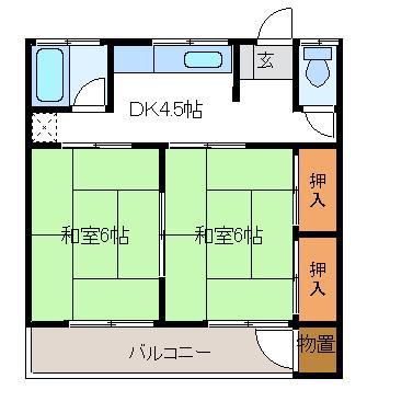 あぶくま荘(2DK/2階)の間取り写真