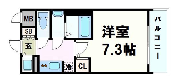 サムティ江戸堀ASUNT(1K/8階)の間取り写真