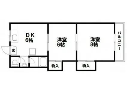 楓マンション(2DK/2階)の間取り写真