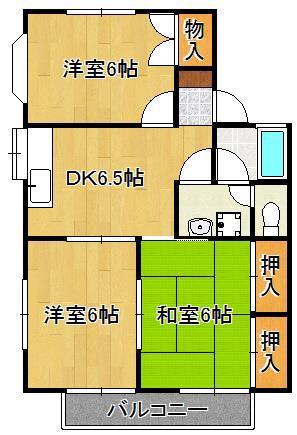 セントハウスI(3DK/2階)の間取り写真