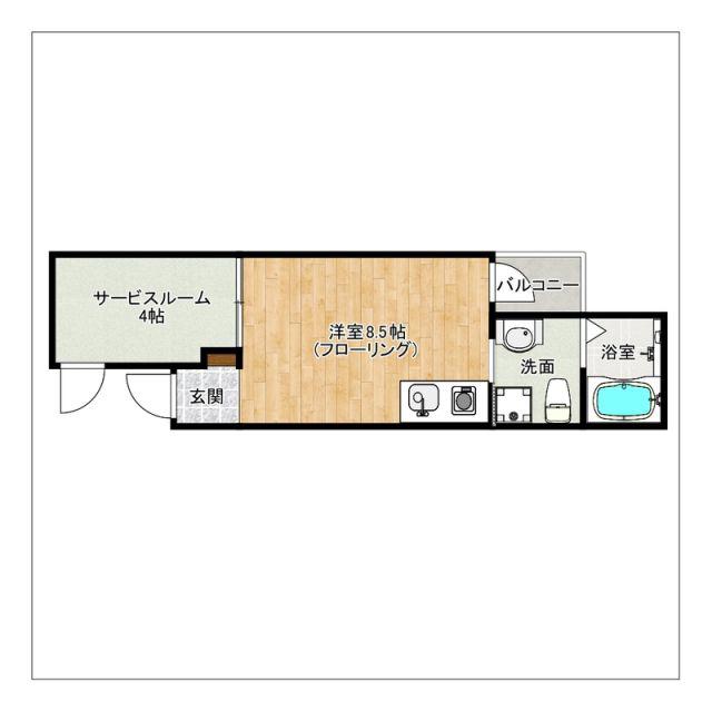 ガレット南福岡(ワンルーム/2階)の間取り写真