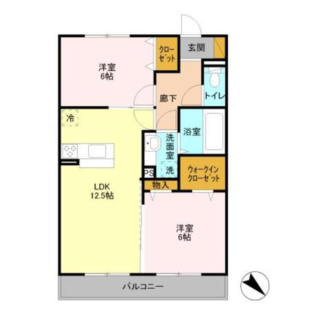 クラウン妙典(2LDK/1階)の間取り写真