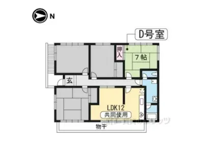 京福電鉄北野線 北野白梅町駅 徒歩9分 2階建 築54年(ワンルーム/2階)の間取り写真