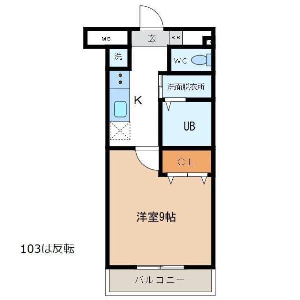 FELIZ高石(1K/1階)の間取り写真