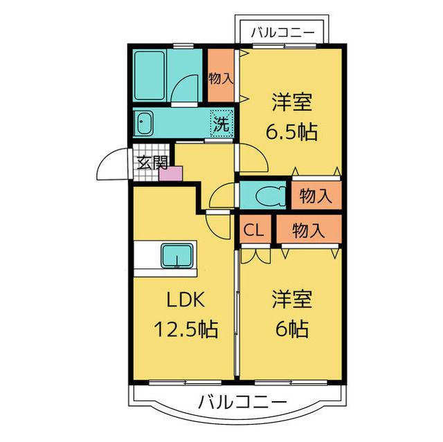 アムール高田(2LDK/3階)の間取り写真