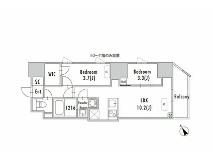 GRAN PASEO 蔵前II(2LDK/2階)の間取り写真