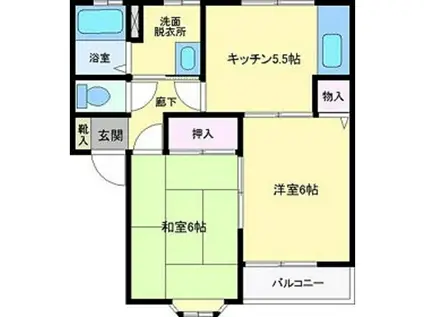 アルコバレーノ(2DK/2階)の間取り写真