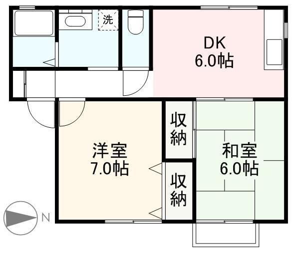 ドミール西神(2DK/2階)の間取り写真