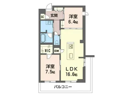 パークビュー湘南辻堂(2LDK/2階)の間取り写真