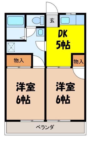 MAISON DES VERRE α(2DK/4階)の間取り写真