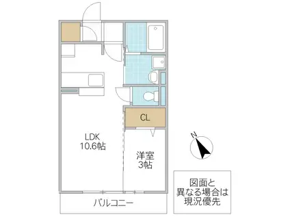 シンシア千波 A(1LDK/2階)の間取り写真