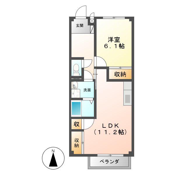 クレアいもじや(1LDK/1階)の間取り写真
