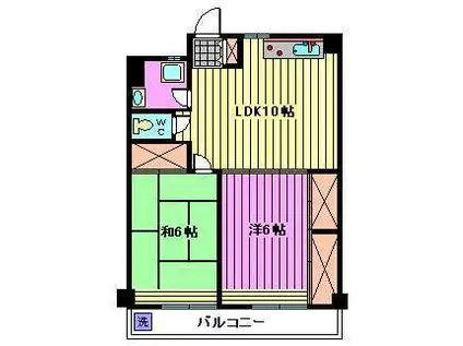 ヴィラ白幡(2DK/3階)の間取り写真