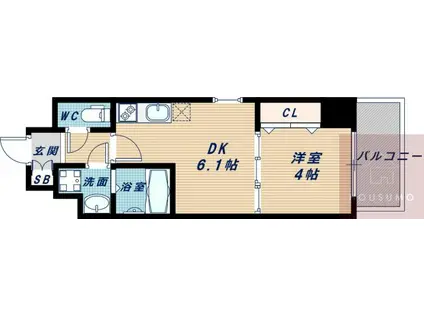 ライブガーデン江坂IX(1DK/3階)の間取り写真