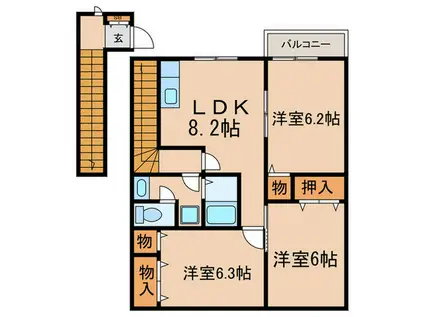 アンプルールII(3LDK/2階)の間取り写真