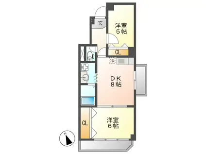 田中コーポラス(2DK/5階)の間取り写真