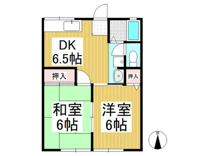 サニーハイツ1号棟(2DK/1階)の間取り写真